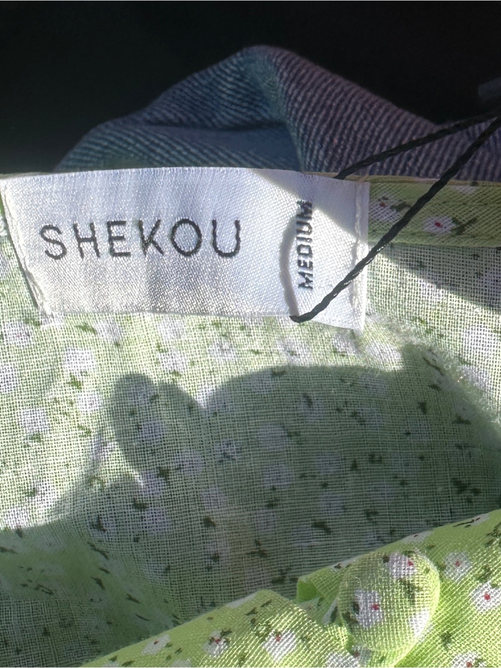 SHEKOU NWT Green Floral Puff Sleeve Crop Top Mini Skirt Set Size M - Picture 5 of 6